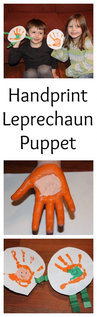 Create a simple handprint Leprechaun craft for kids. It is a perfect last minute St. Patrick's Day craft for kids that they will have fun playing with.