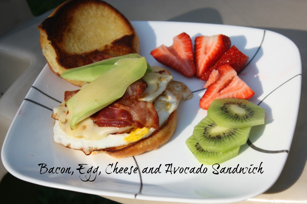 Avocado Recipes- Bacon, Egg, Cheese and Avocado Sandwich