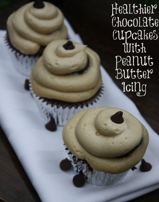 Healthier Chocolate Cupcakes with Peanut Butter Icing 