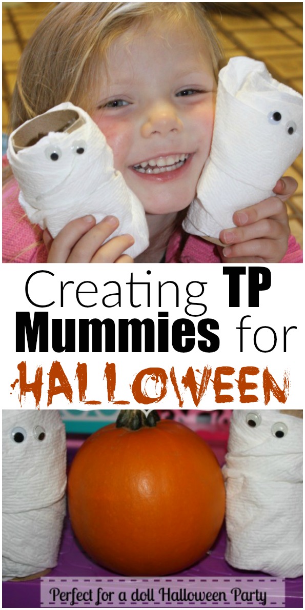 Creating TP Mummies for Halloween is a simple Halloween craft with things you have in the house already. Great Halloween craft for kids