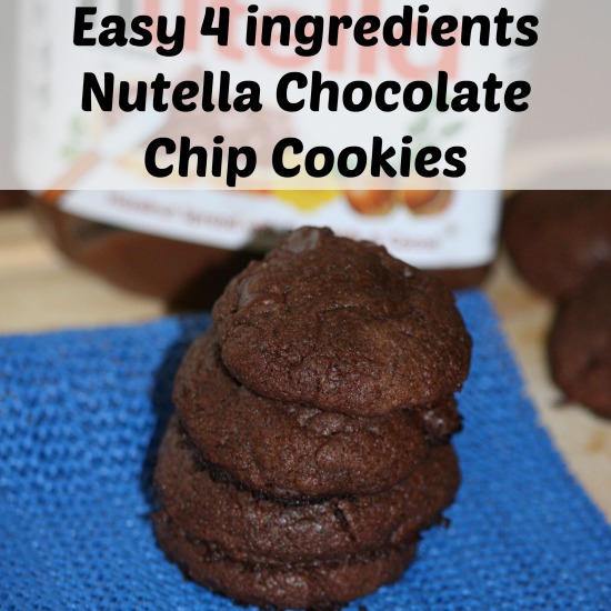 Easy 4 ingredients Nutella Chocolate Chip Cookies