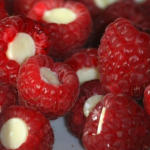white chocolate stuffed raspberries