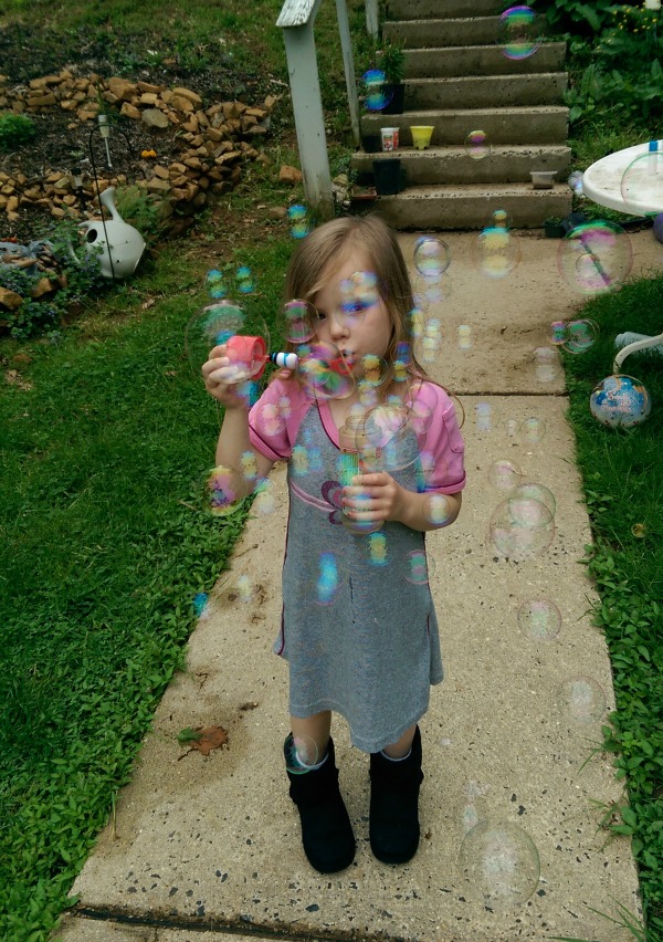 Willow blowing bubbles, taken with my HTC One (M8) HarmanKardon Edition from Spring