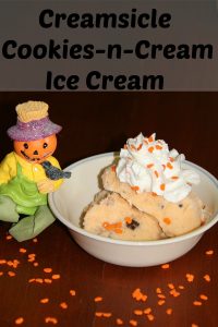 Make your own Creamsicle Cookies N Cream Ice cream - Perfect for a Halloween Treat