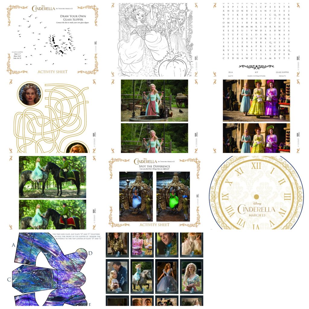 Cinderella activity sheets, Cinderella Color pages