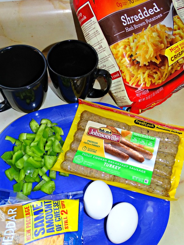 Lightened Up Sausage, Egg & Cheese in a Mug- made with johnsonville fully cooked turkey sausage