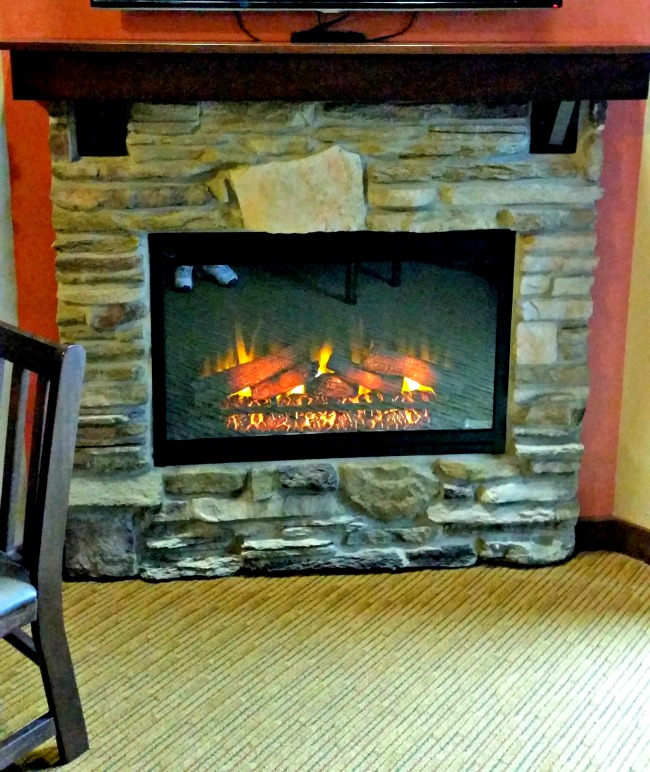 Fireplace in the room at Camelback lodge