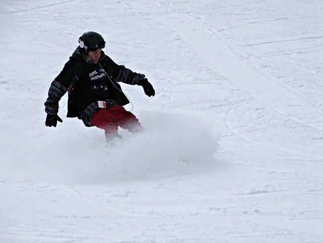 Joey spraying snow at Camelback Mountain