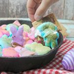 Peeps s'mores dip with graham crackers