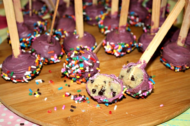 Cookie Dough Truffle pops, easy to make and safe because they contain no eggs