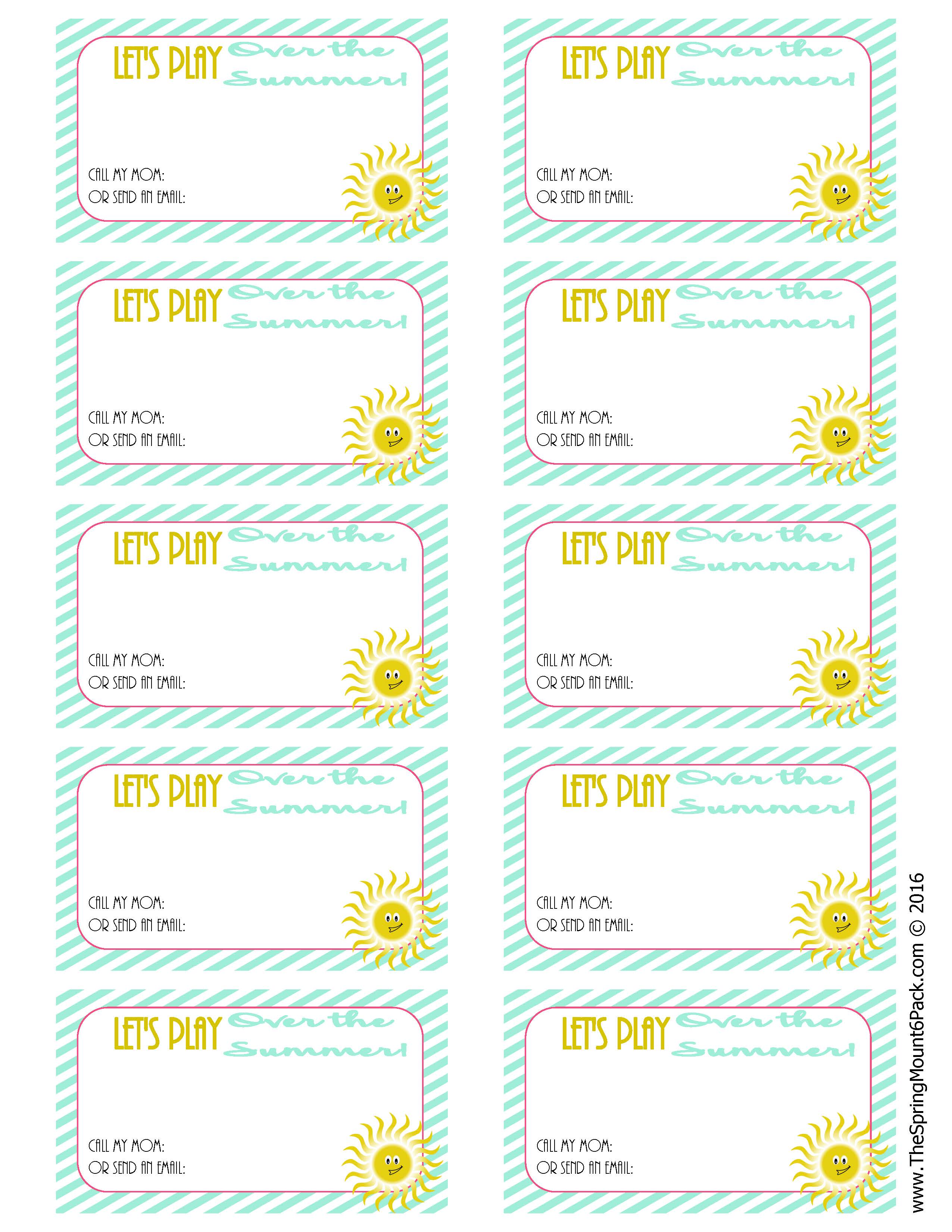Print out these cards to help kids stay in touch over the summer. 