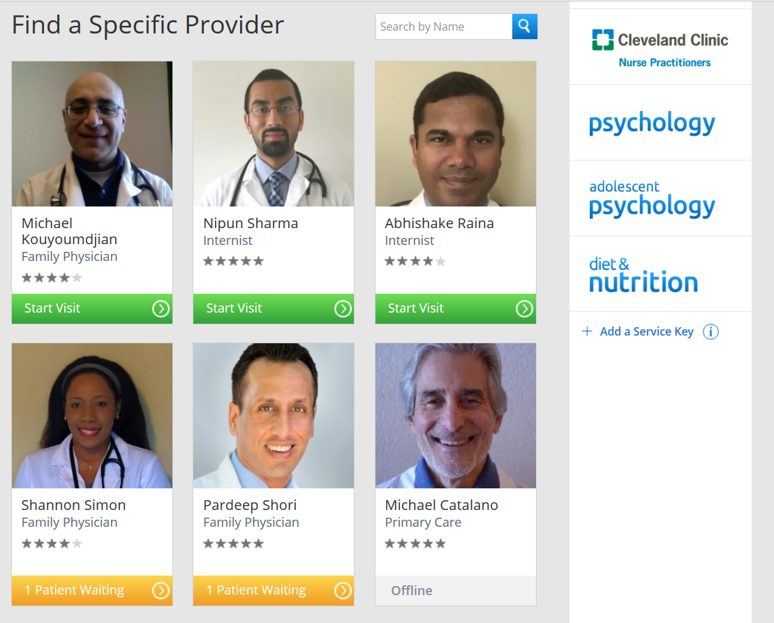 Amwell doctors to choose from