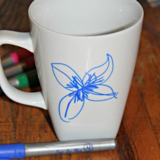 white coffee mug with a DIY design