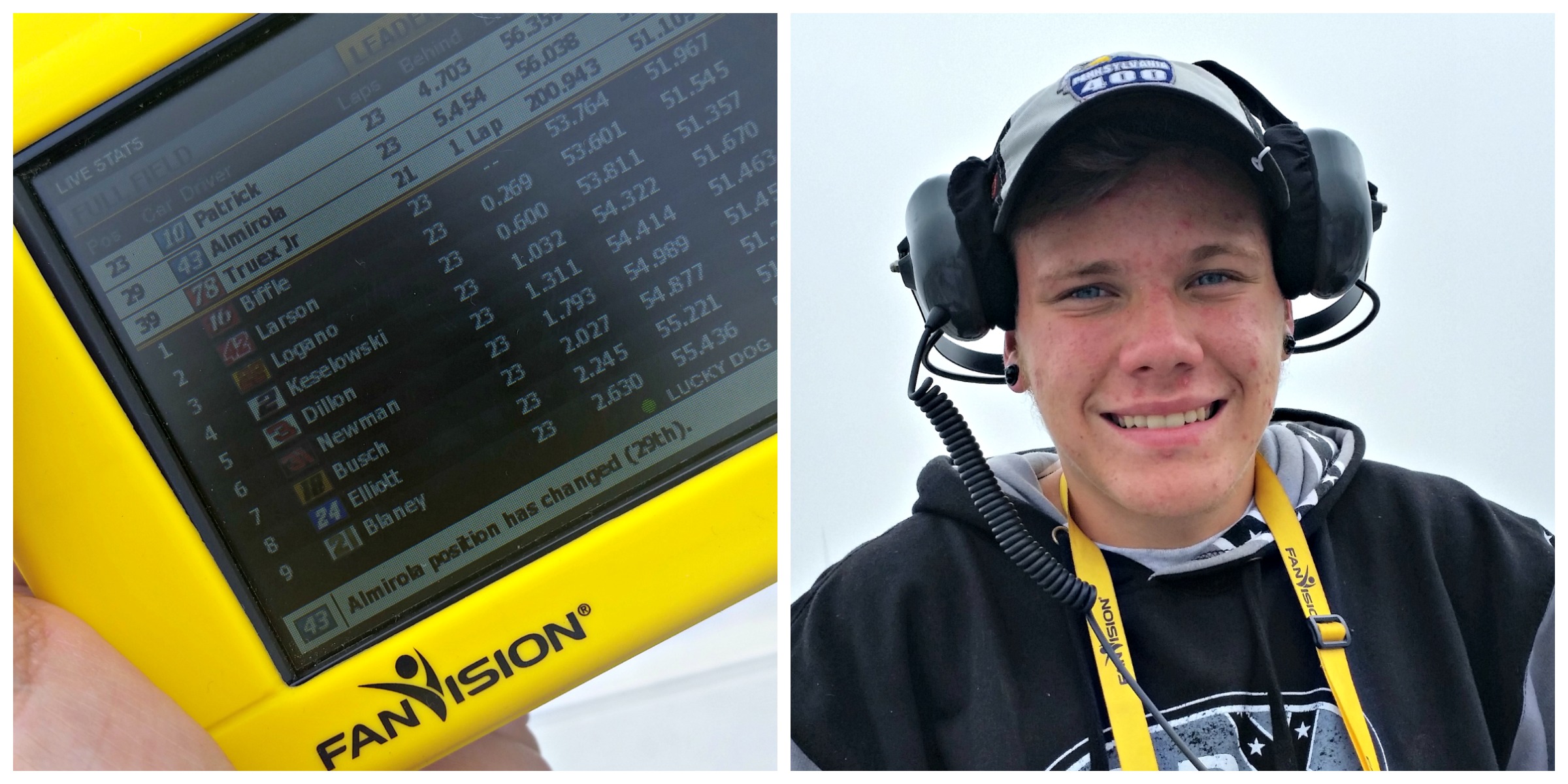 Using Fanvision while watching the race at pocono raceway
