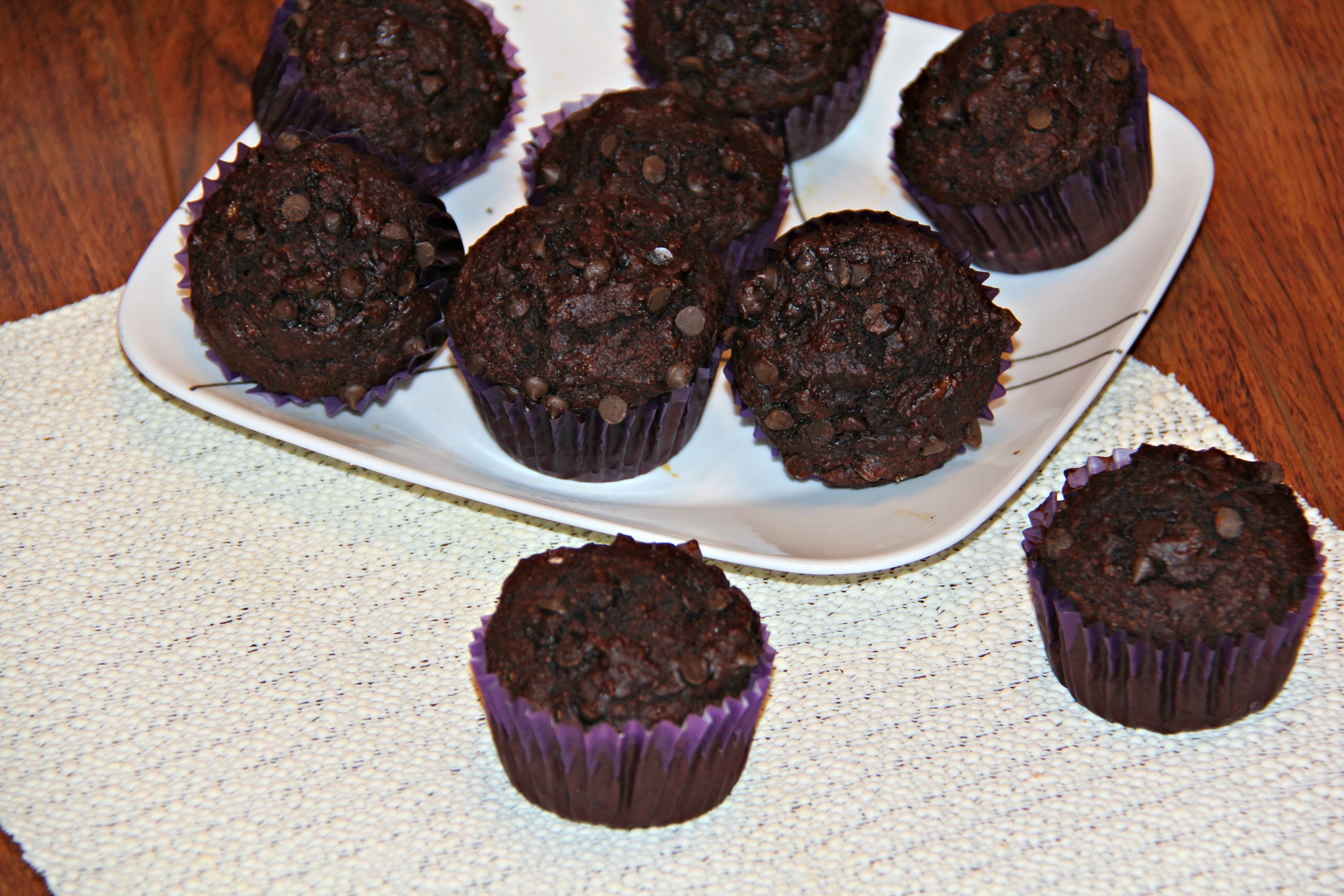 Double Chocolate Muffins: Made with whole wheat, Agave and coconut oil, these muffins taste great and are not bad for you