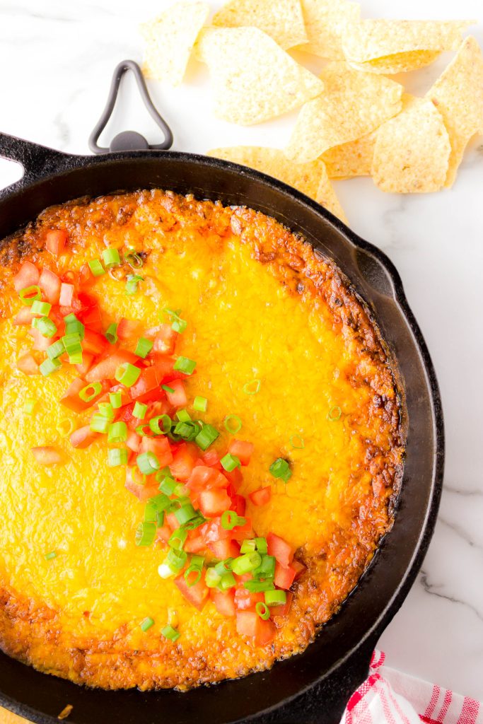 chili cheese dip overhead view