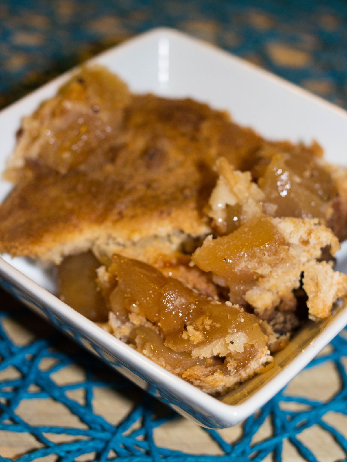 cake mix apple cobbler in a white bowl