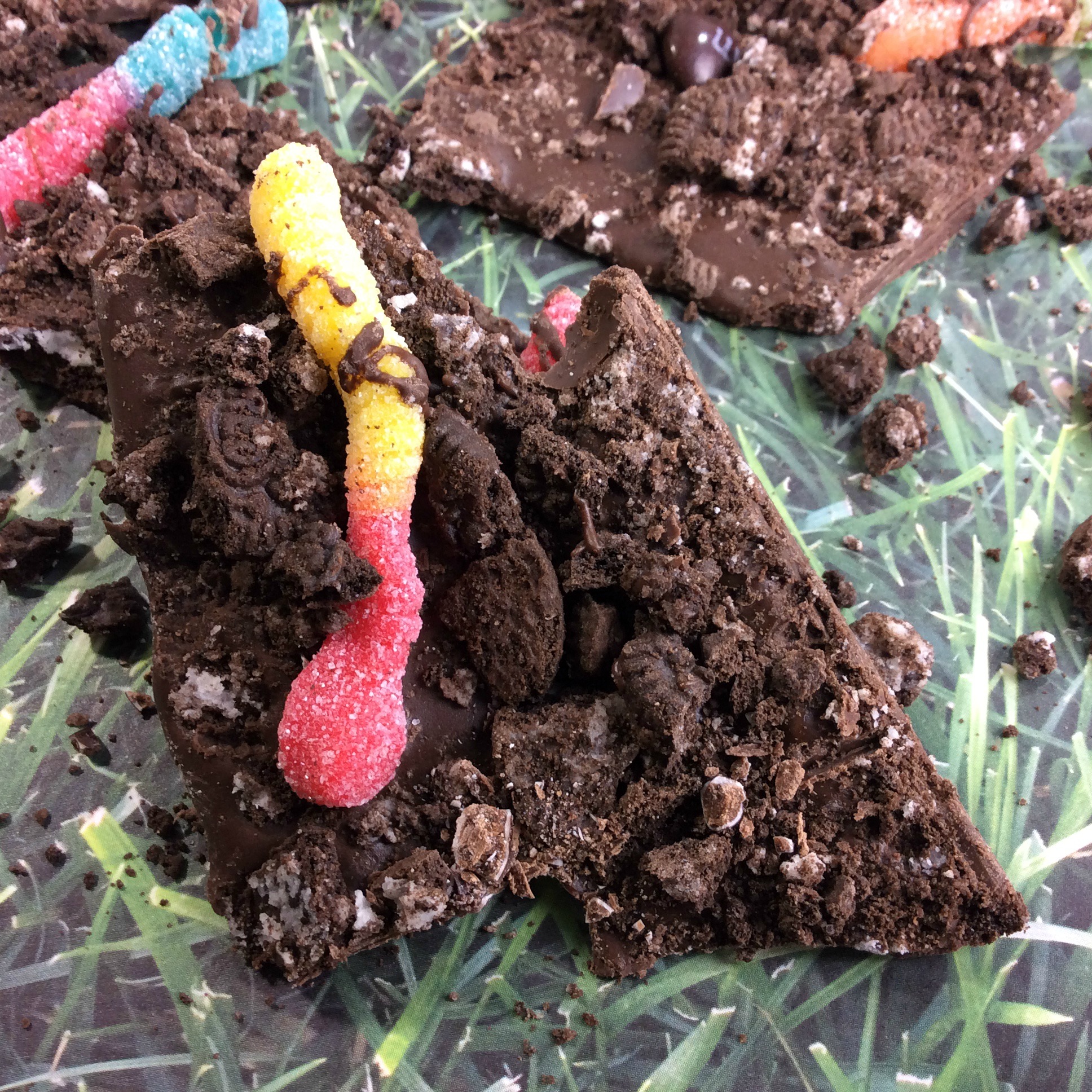 What kid doesn't love worms in dirt? Well, now they are even better with this recipe for worms in dirt bark. Surprisingly easy and so good. It takes all the fun and flavors of dirt pudding and recreates it into something even better. 