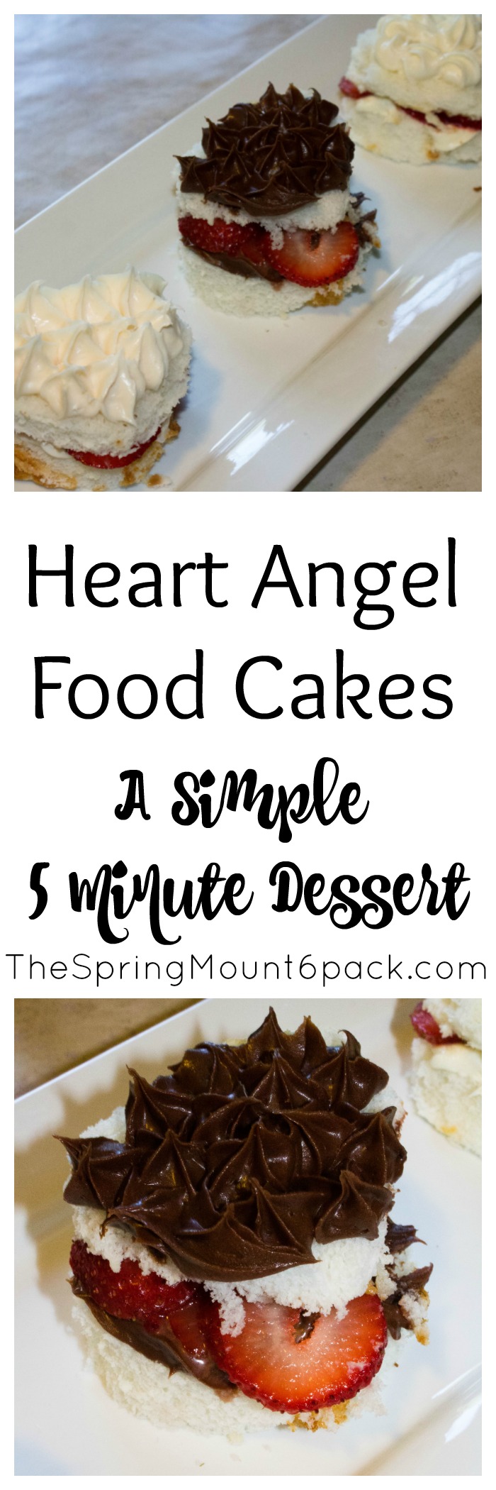 Heart Angel Food Cakes are a simple 5 minute dessert that only takes 3 ingredients. Perfect for week night dessert. 