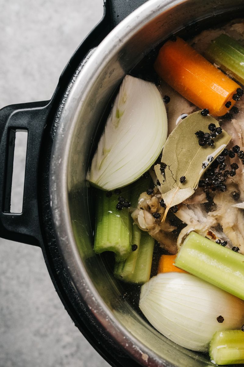 Food inside of an instant pot