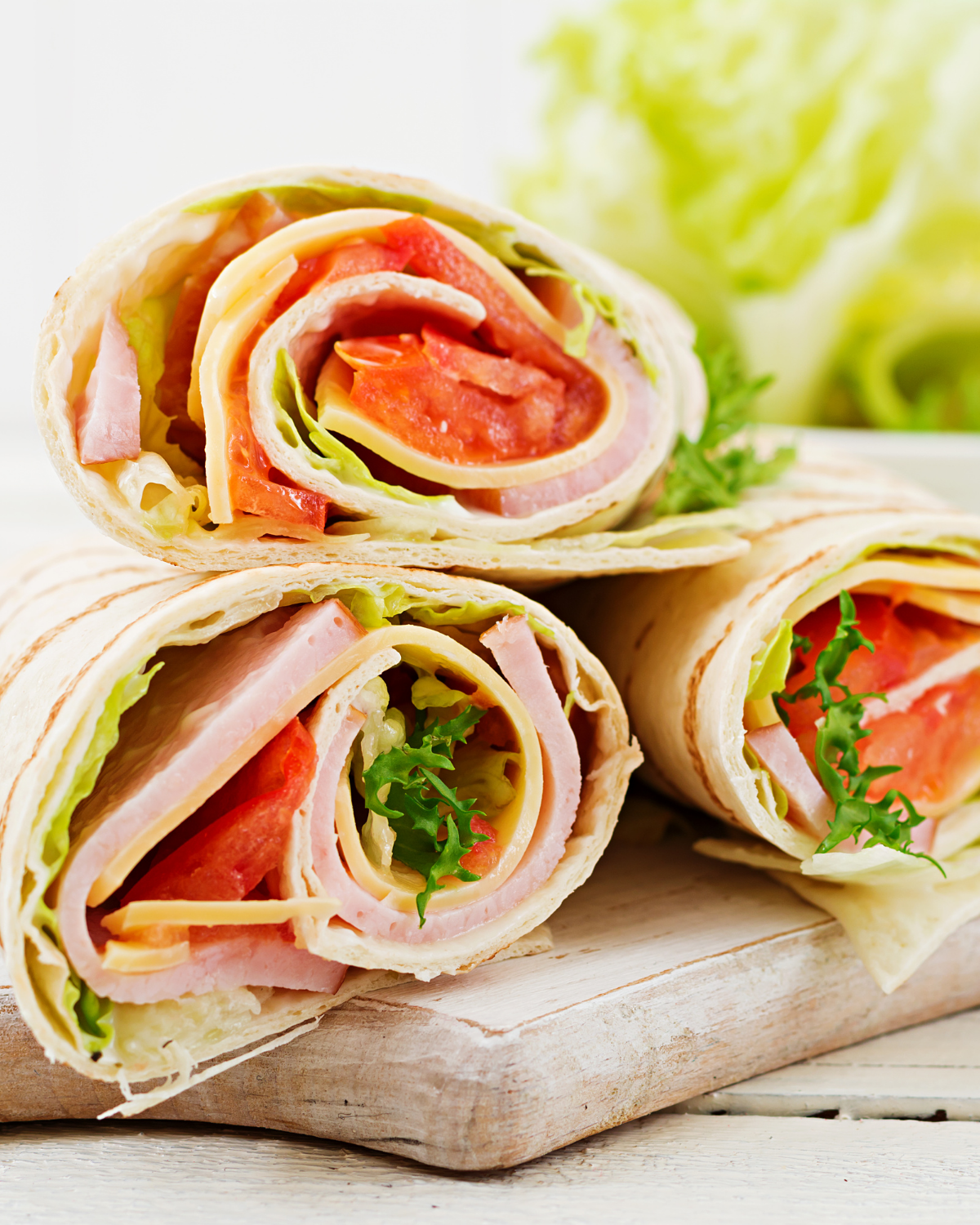 ham and cheese roll up on tortilla