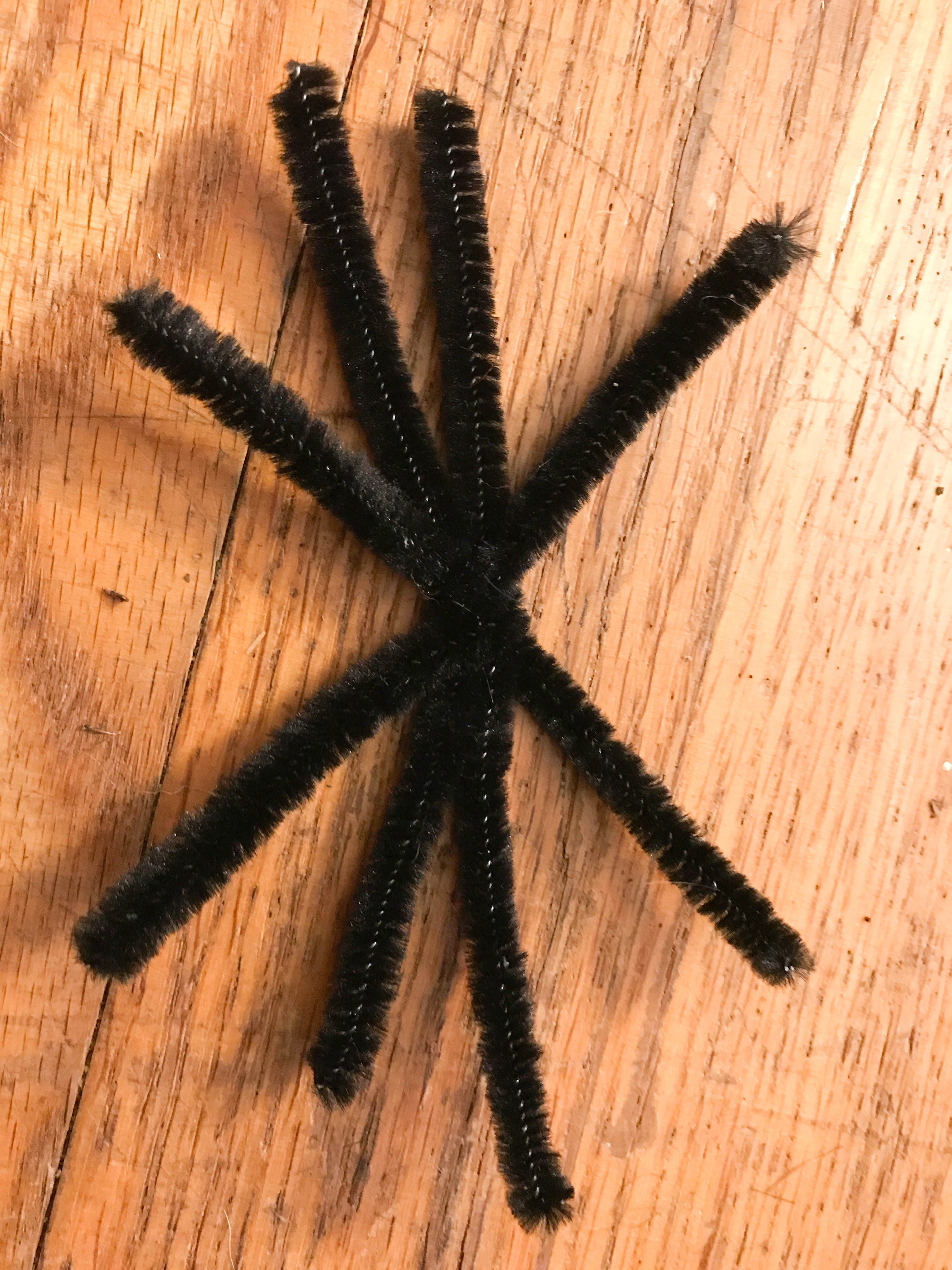 black pipe cleaners pieced together
