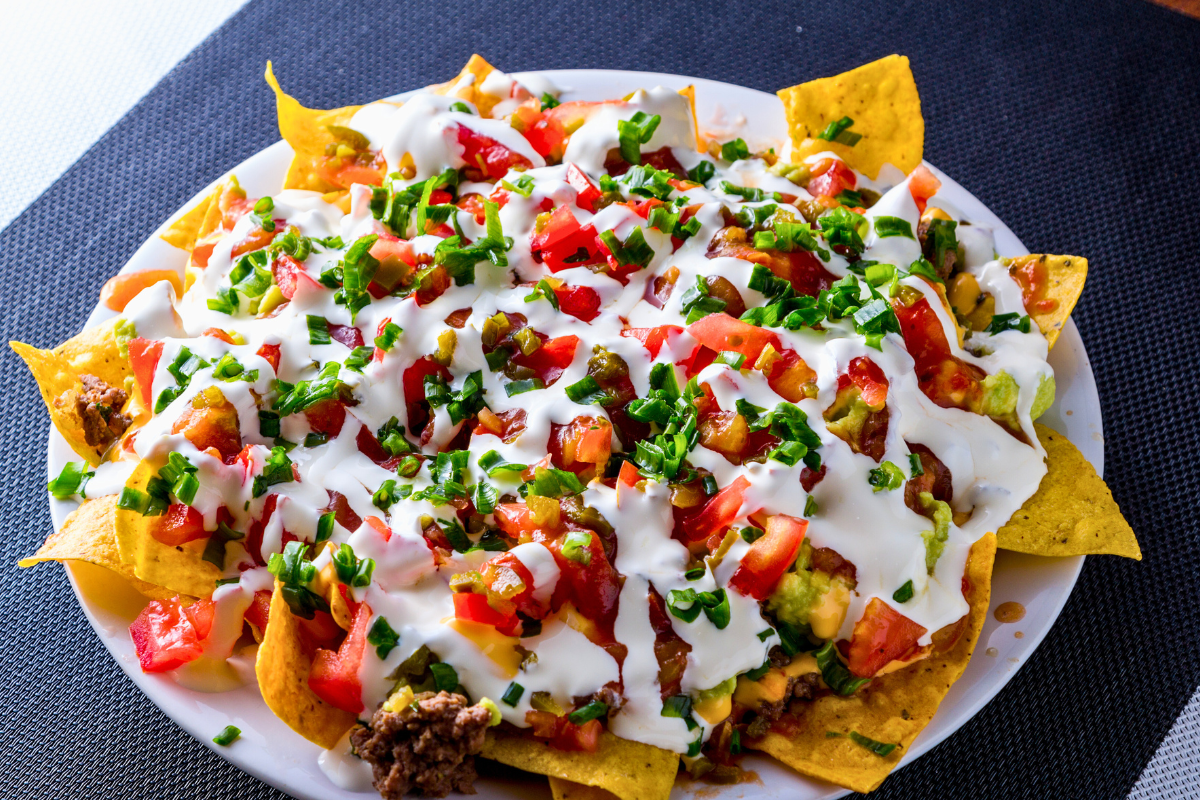 nachos on a white plate