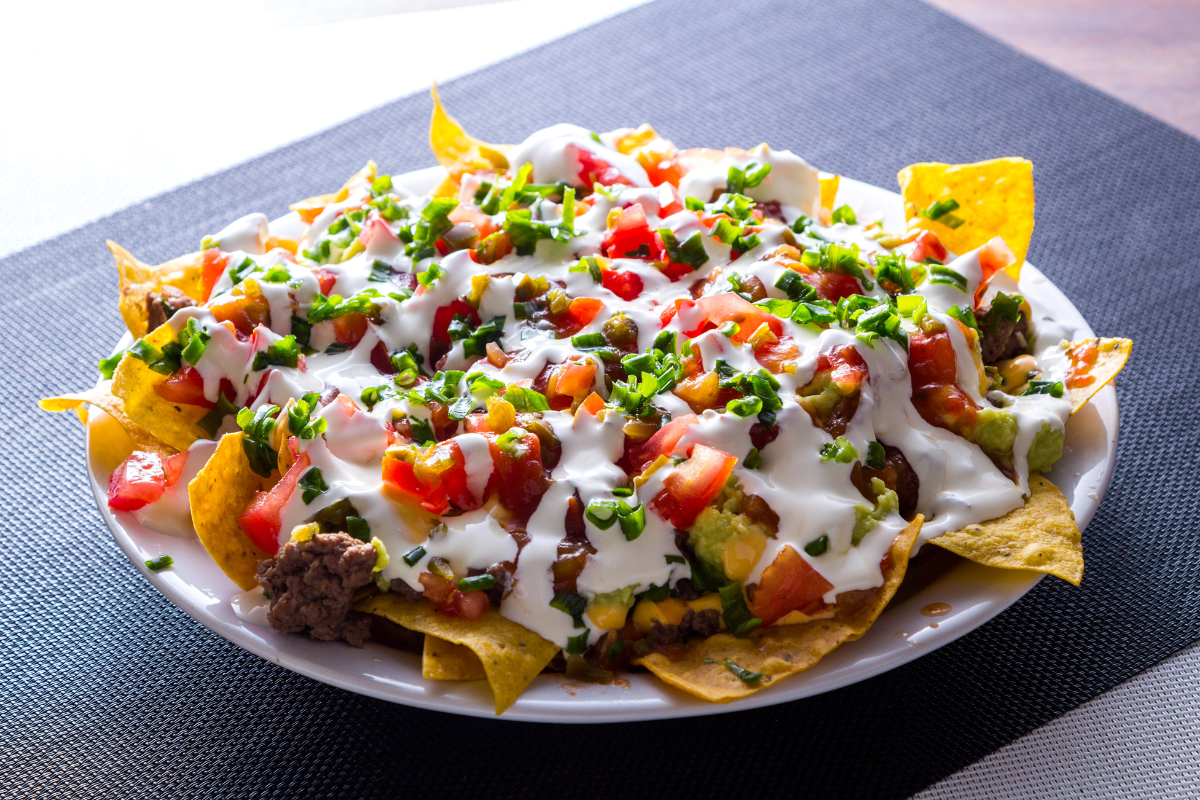nachos on a white plate