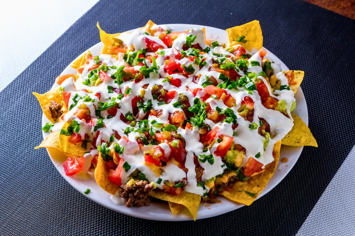 nachos on a white plate