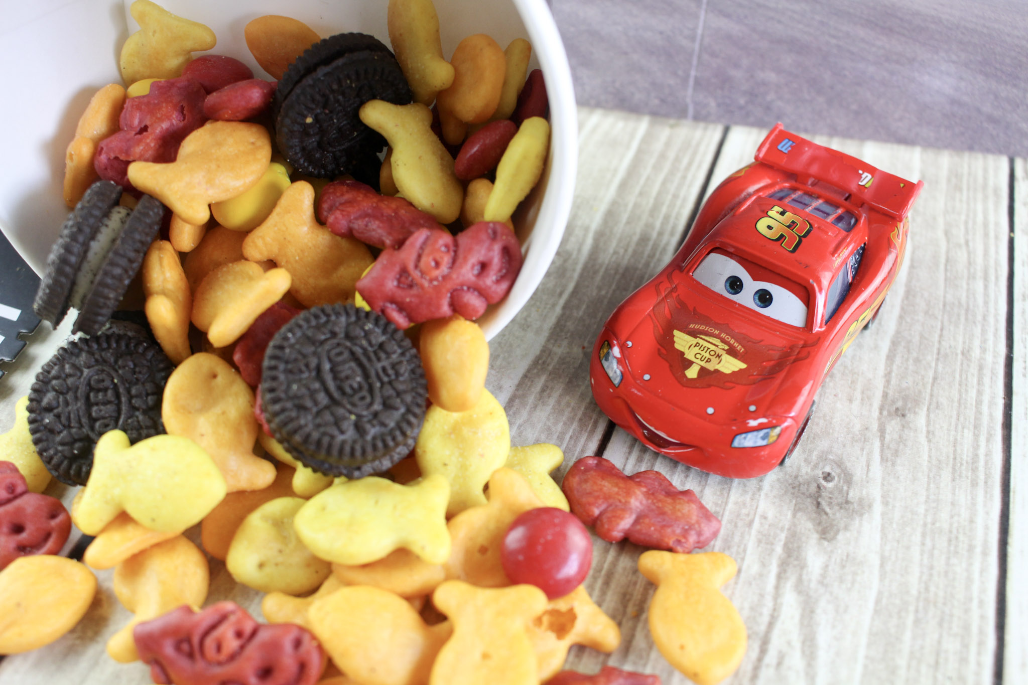 Ready to watch Disney's Cars 3? Make this simple Disney Cars Snack Mix and get ready to enjoy the movie. The kids will love it. 