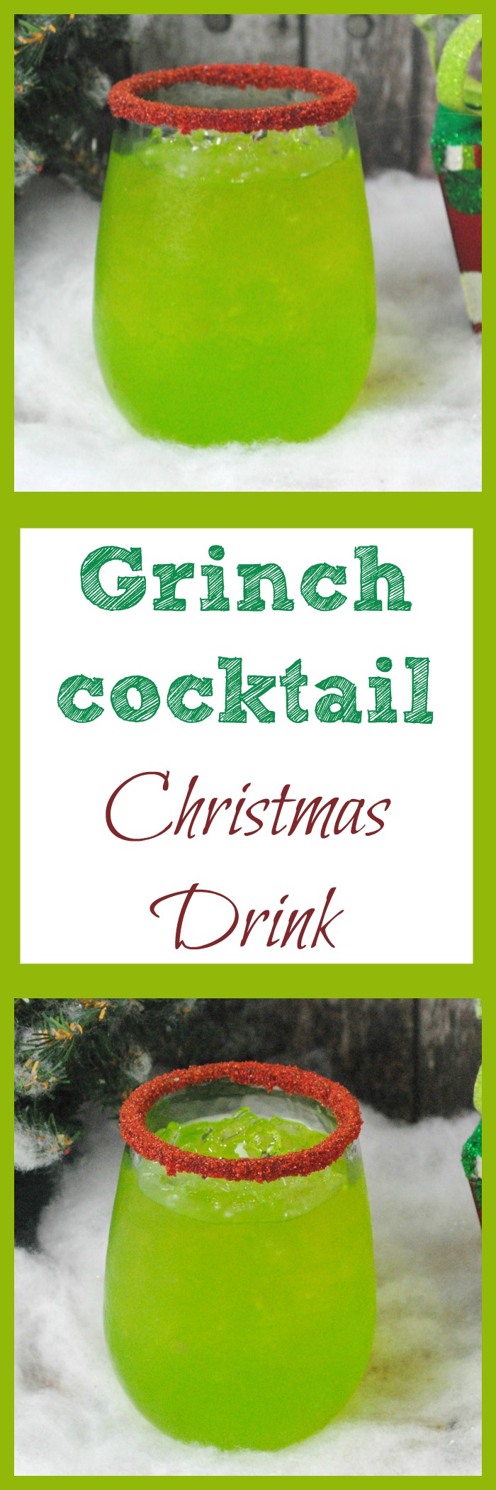 Looking for a drink for Christmas? Try this simple Grinch cocktail. It is a tasty drink that your adult guests will love at a Christmas party. 
