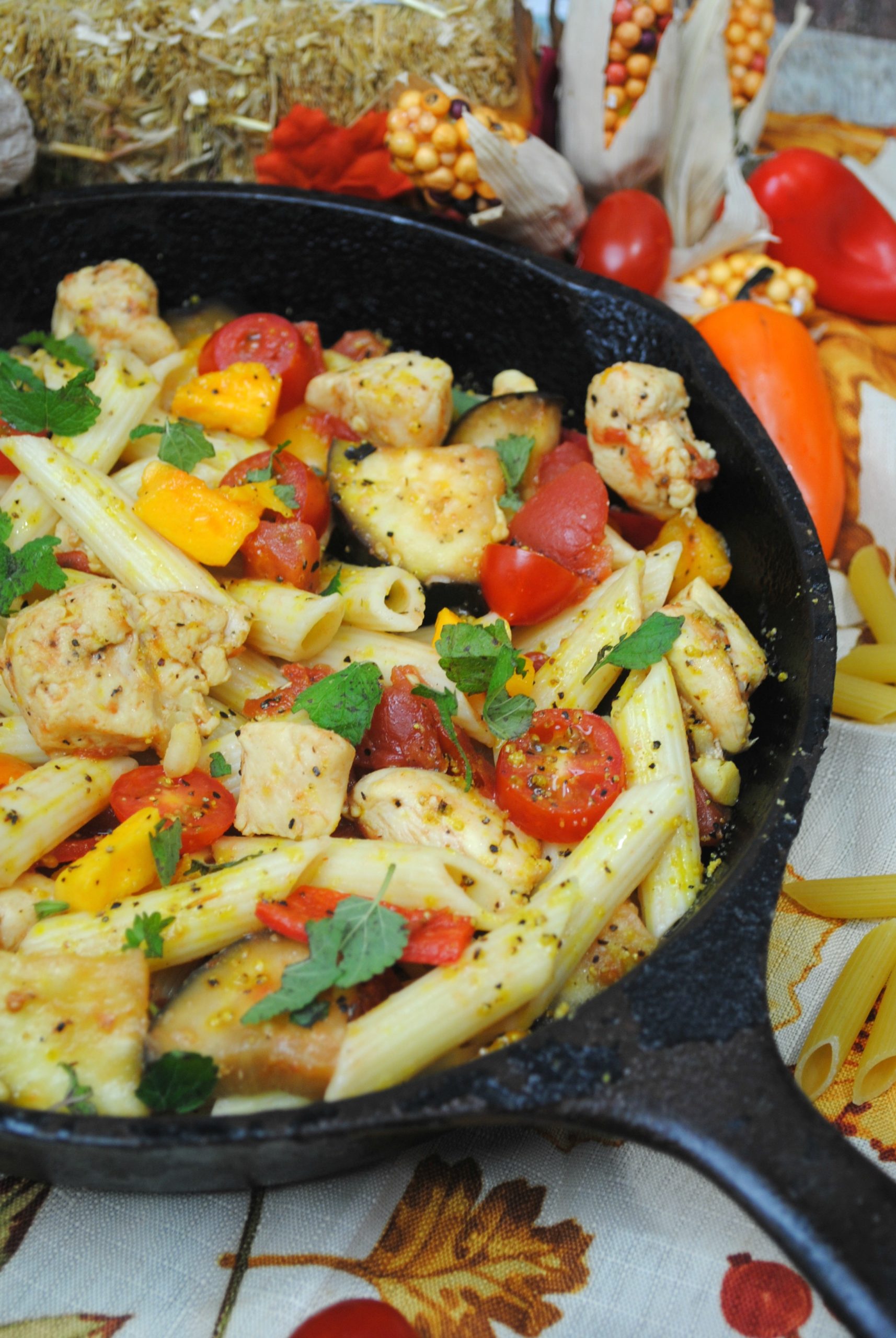 Autumn Vegetables and Pasta Skillet Meal