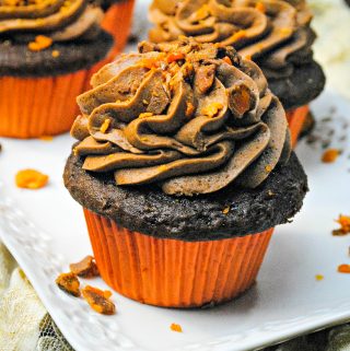 What to Do With Leftover Halloween Candy- Butterfinger Cupcakes are a way to use up Halloween candy or just add some delicious toppings.