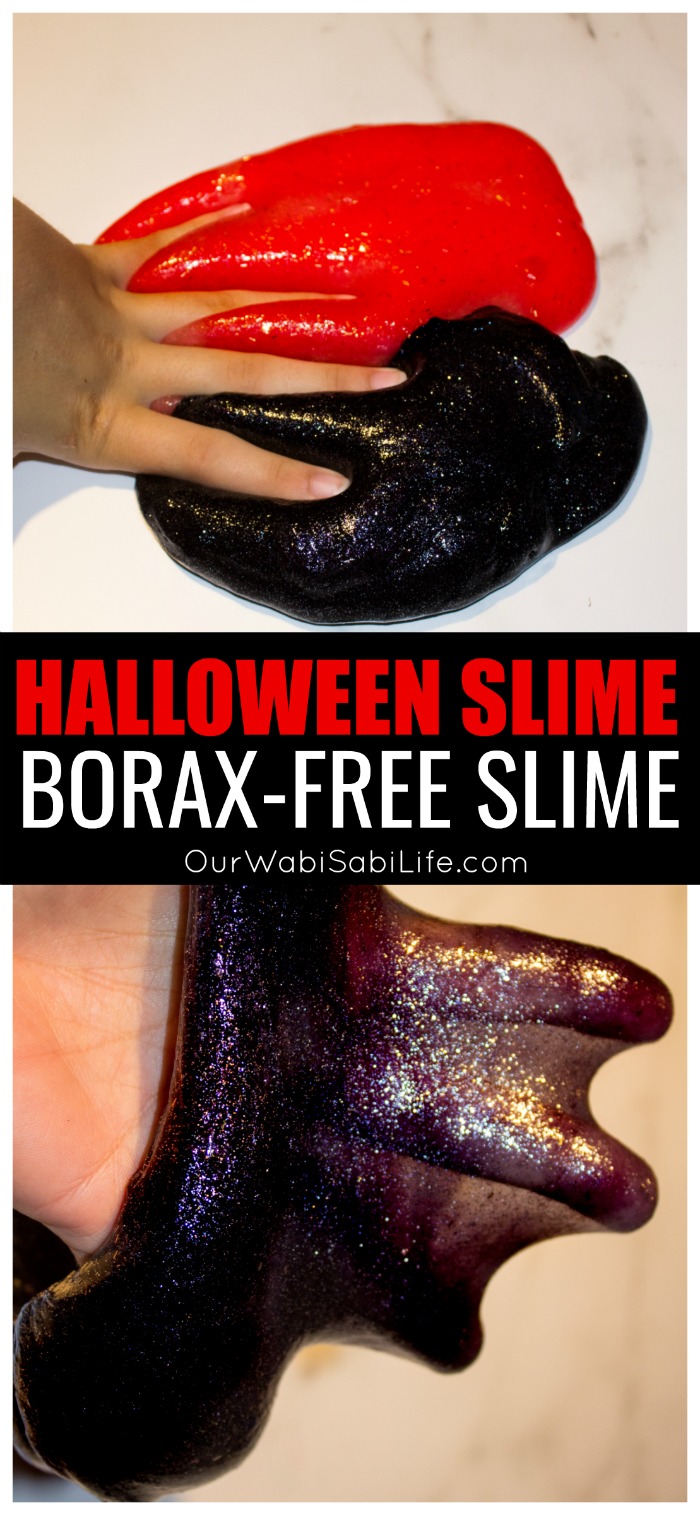 Looking for a craft for Halloween for kids? Kids will love this borax free Slime for Halloween. It is easy to make, and kids love to play with it for hours. #slime #Halloweencraftforkids #boraxfreeslime