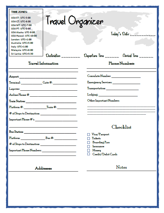 FREE Travel Organizer Printable Our WabiSabi Life