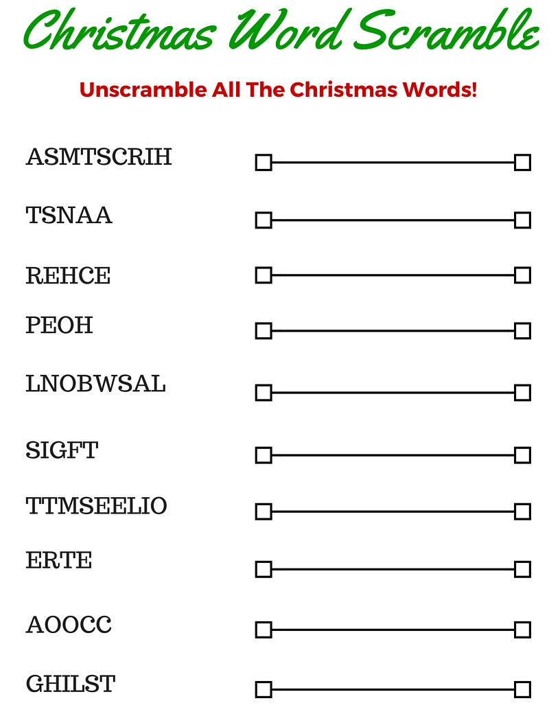 christmas word scramble