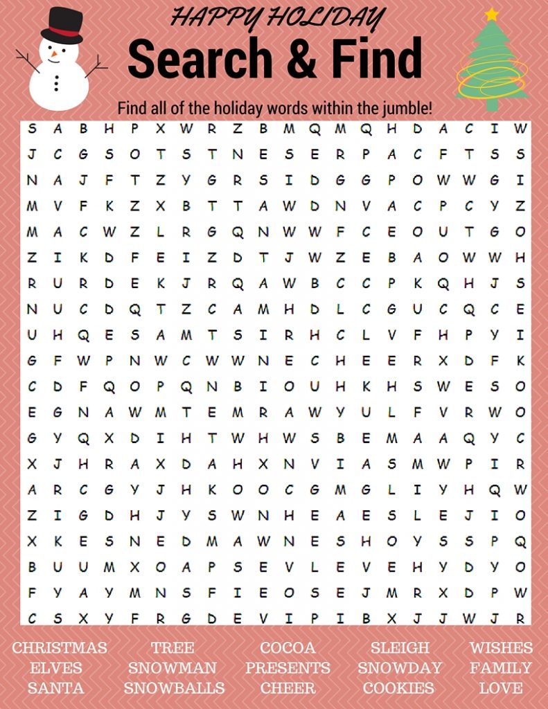 Free Printable Christmas Word Search and Activity Set - Our WabiSabi Life