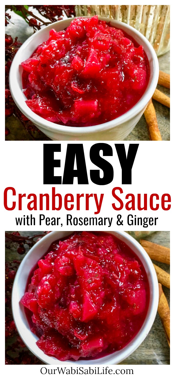 This gorgeous, delicious cranberry-pear sauce is sure to be a hit this holiday season! It is super quick and easy cranberry sauce recipe to make and does not include any refined sugar. Instead, it gets its sweetness naturally from ripe pears and a touch of real maple syrup. Once you try this recipe, you’ll never look at store-bought cranberry sauce the same. #Thanksgiving #Christmas
