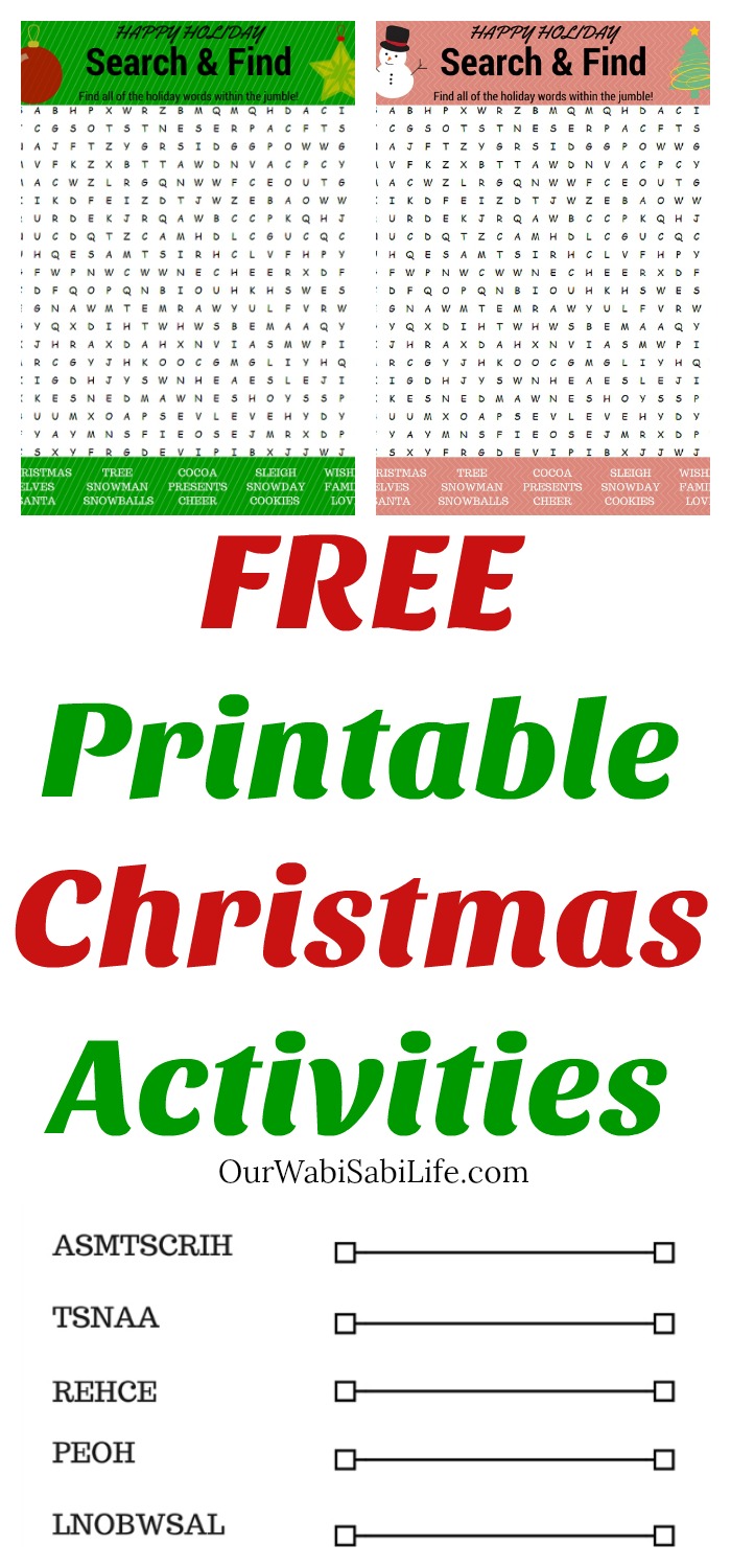 Free Printable Christmas Word Search and Activity Set