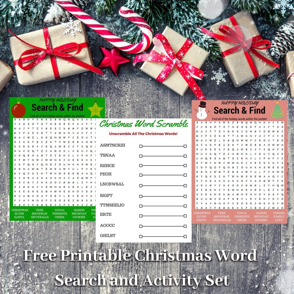 Free Printable Christmas Word Search and Activity Set