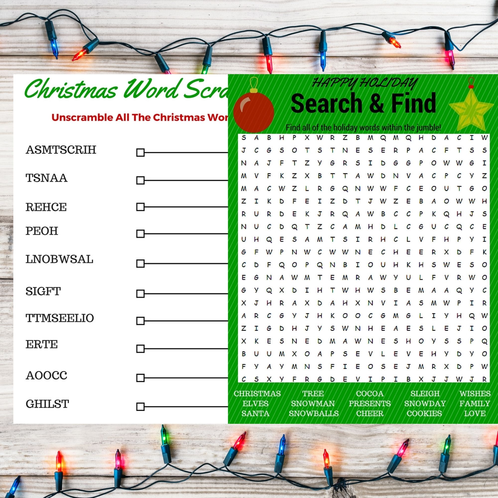 Free Printable Christmas Word Search and Activity Set | Our WabiSabi Life