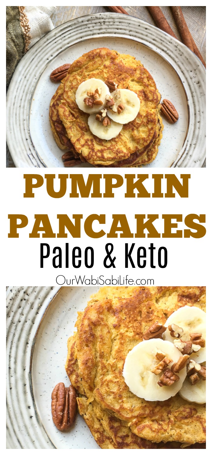 Looking for a healthy keto pancake recipe? Need a keto breakfast that won't set your diet off track? These delicious pumpkin spice pancakes are keto and paleo friendly. With 2 small changes, these pancakes are only 2 Weight Watcher points. #WeightWatchers #Keto #Paleo #pumpkin #pumpkinspice