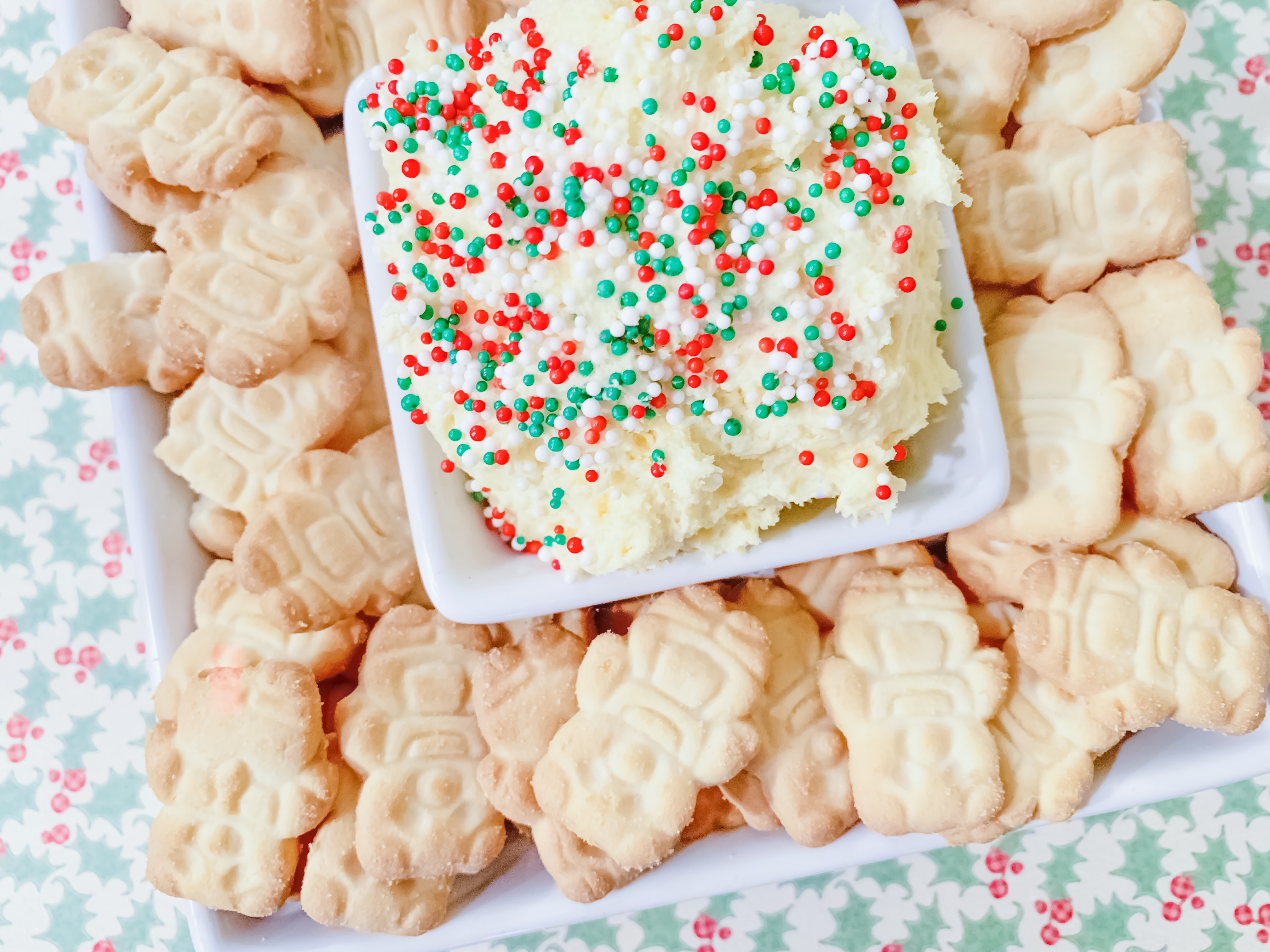 Looking for a delicious Dunkaroo Dip recipe? Dunkaroo Dip is a great sweet dip for parties and get togethers. This version is made as a Christmas treat but it is easily changed to a fun anytime dip by changing the sprinkles.