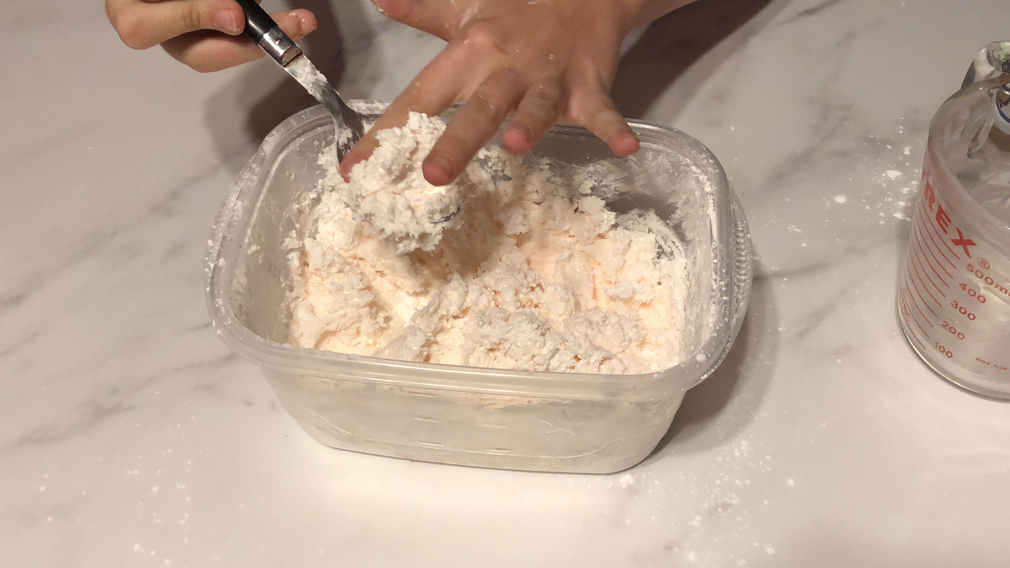 cornstarch and play dough mixed together