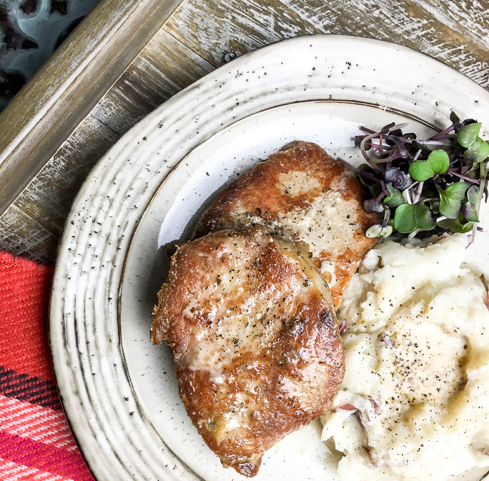 close of pork chops in the Instant Pot