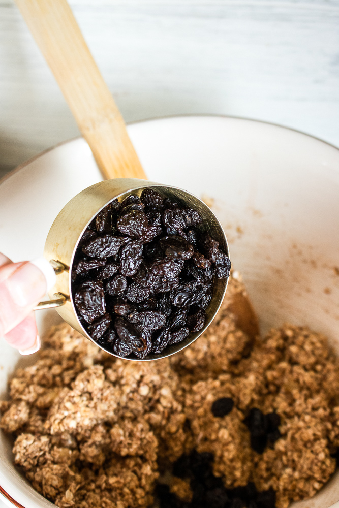 add raisins to the cookie batter