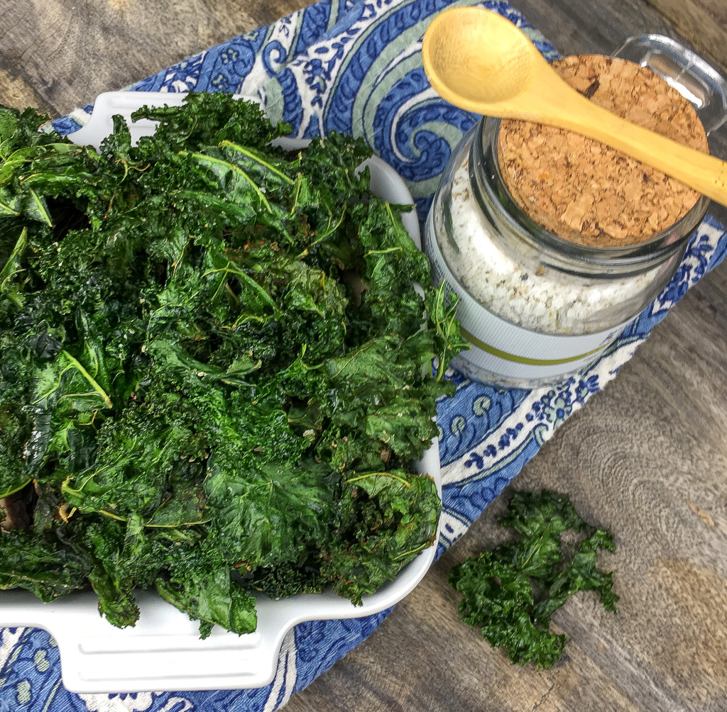 Crispy Kale Chips are healthier than potato chips and for someone eating a low calorie, following Weight Watchers, low carb or keto diet, Kale Chips are great for having a crunchy go-to snack. Try this easy recipe for tasty kale chips. These tasty Kale chips are only 1 Weight Watcher point. 