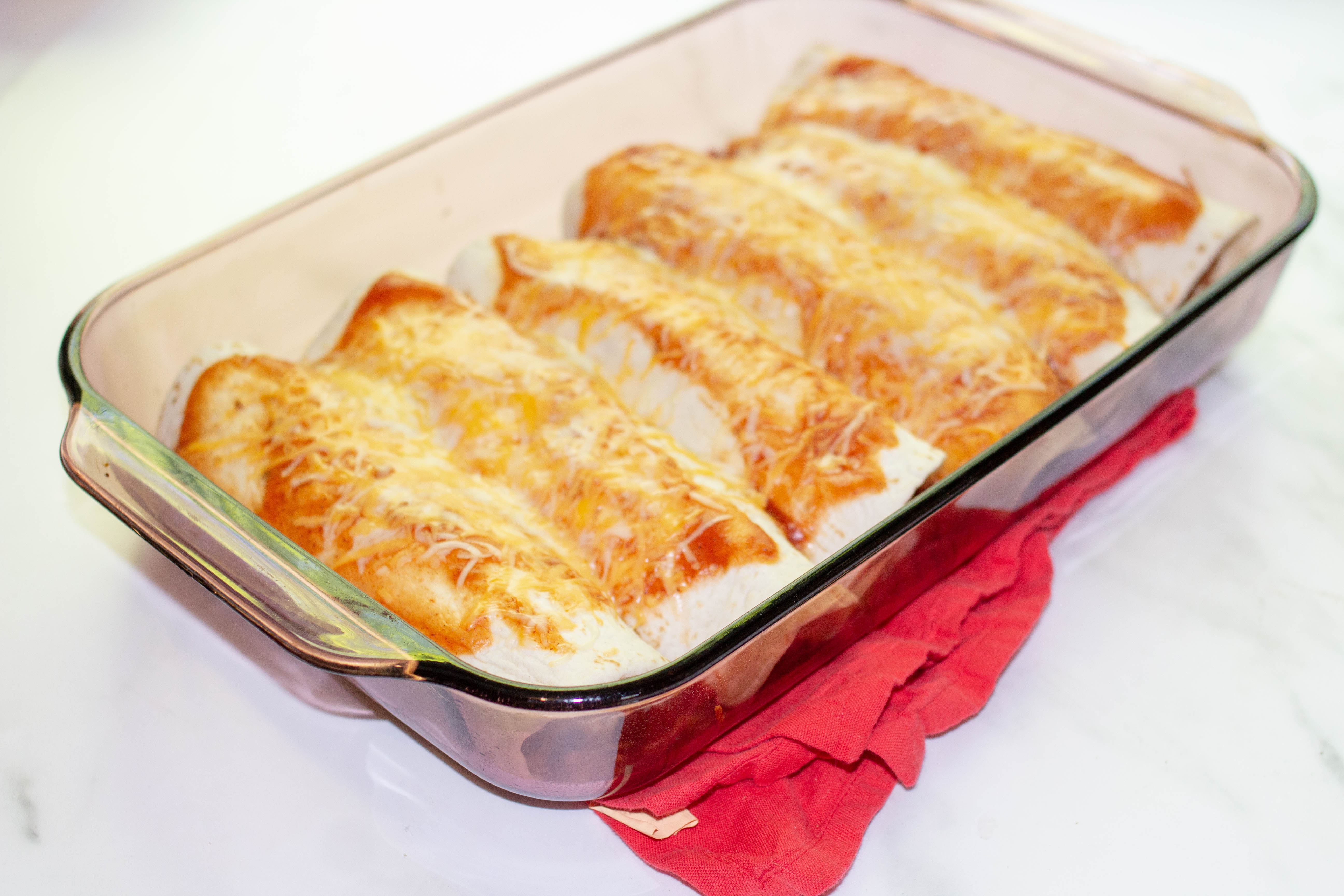 chicken enchiladas in a dish