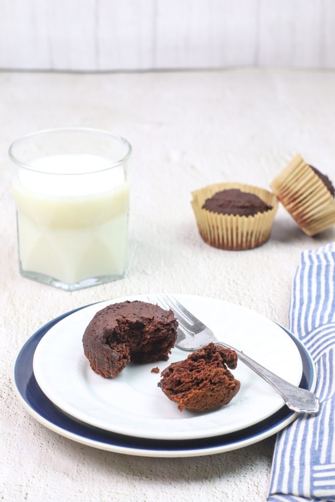 weight watchers chocolate pumpkin muffins on a white plate