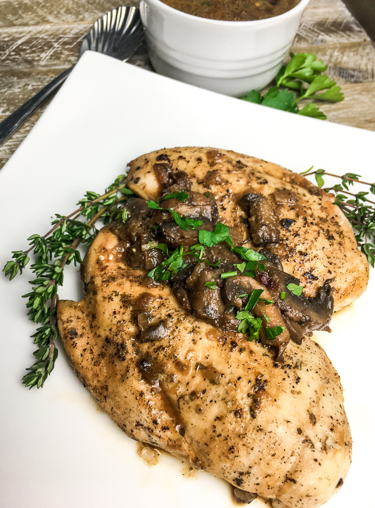 Italian chicken on a white plate